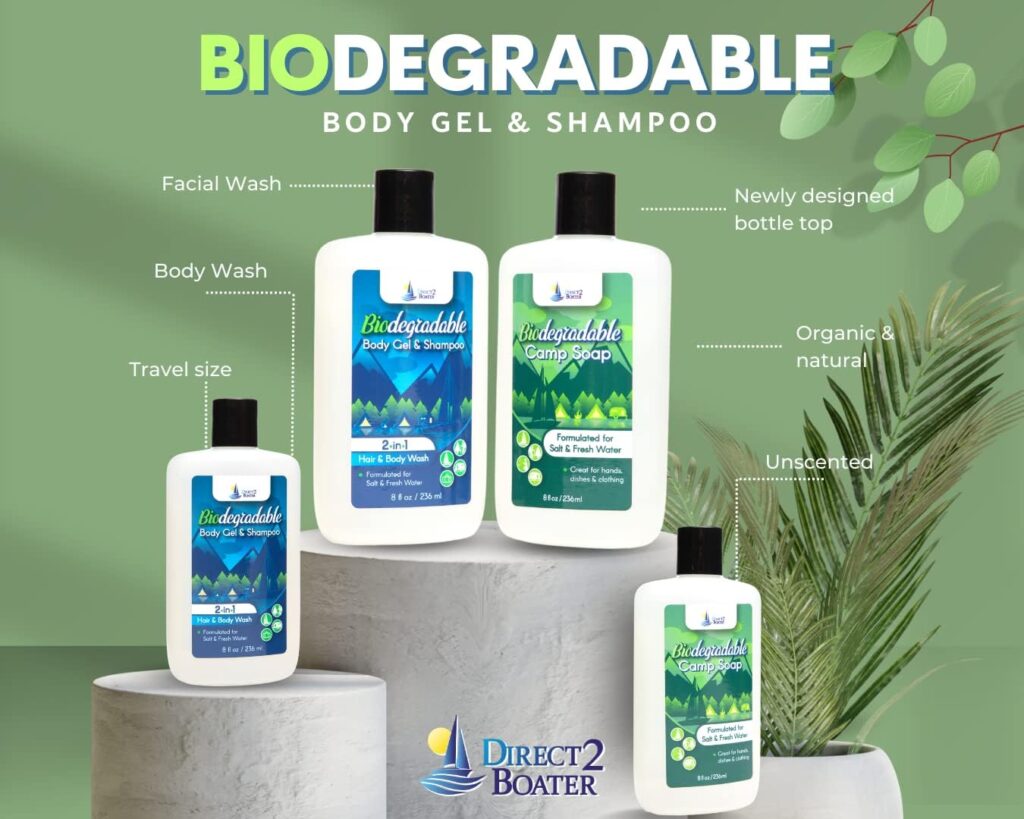 Biodegradable Shampoo  Body Wash Organic 8 oz and Camp Soap 8 oz Bottle Soap Bundle (2 Items) For Fresh  Salt Water, No Dies or Fragrances, Organic Body Wash, Travel Size Body Wash, Travel Shampoo