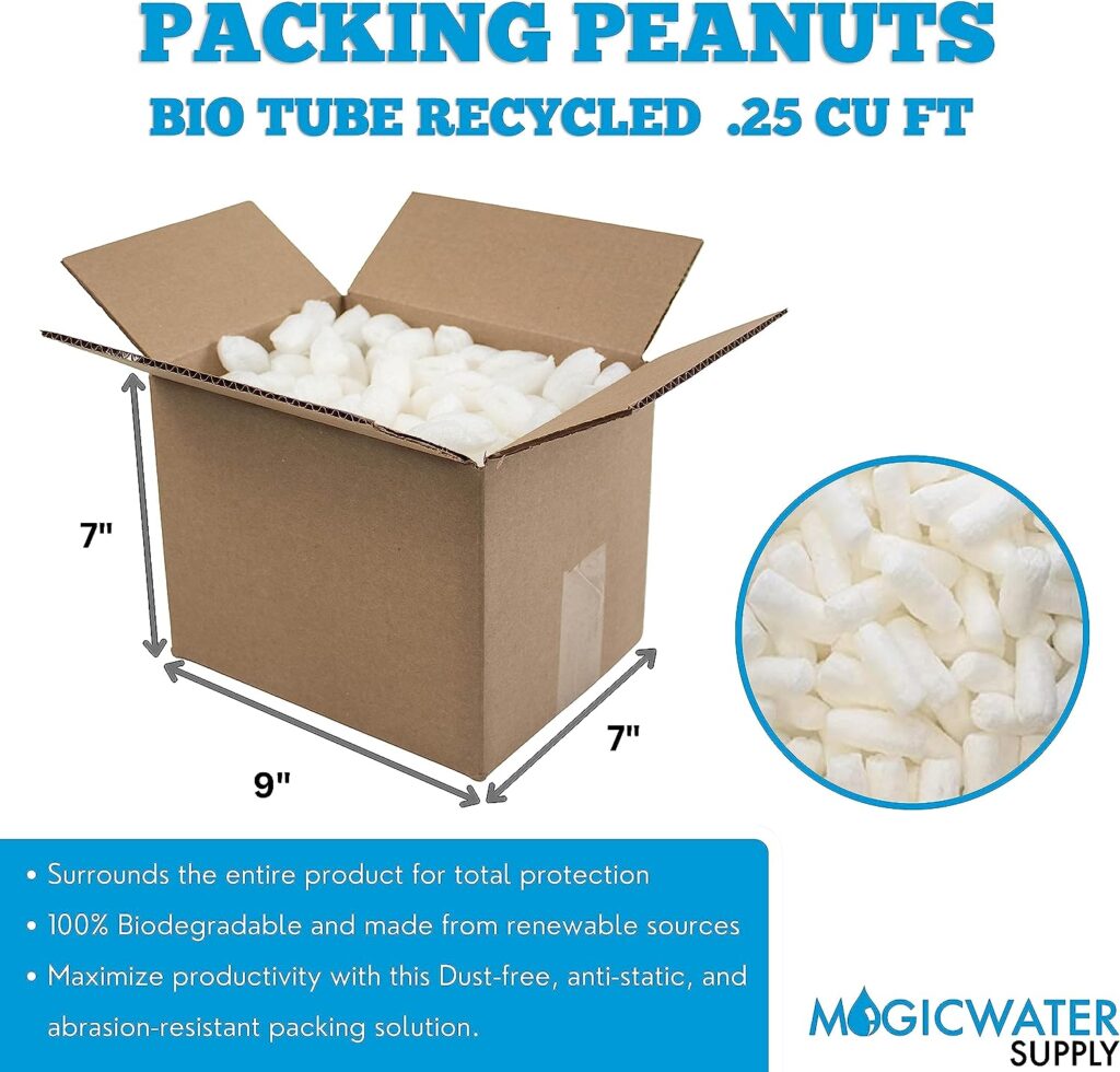 MagicWater Supply 1/4 Cu Ft White Bio Tube Recycled Anti Static Packing Peanuts Popcorn Tube Shape Loose Fill | Magicwater Supply
