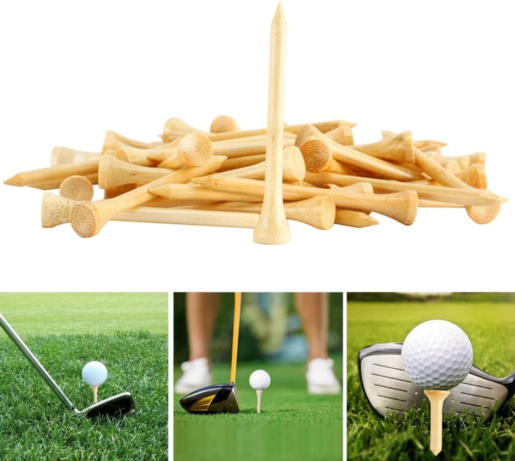 SHKIBY 280 Pcs Professional Bamboo Golf Tees 2-3/4 Inch or 3-1/4 Inch - Stronger Than Wooden Golf Tee Biodegradable  Less Friction