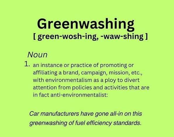 Text image Greenwashing definition
