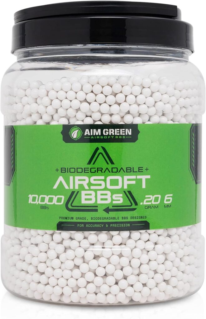 Aim Green Biodegradable Airsoft BBS, Premium-Grade 6mm Airsoft BBS