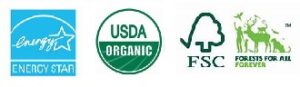 Energy Star, USDA Organic, Forests Stewardship Council Logo samples