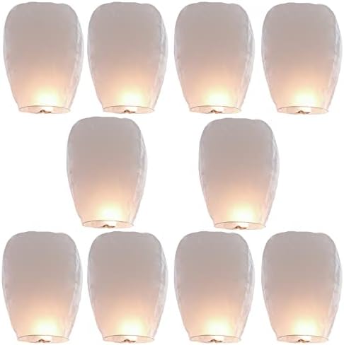 Lanterns to Release in Sky Memorial, 20 Pack White, Chinese Lanterns Easy to Use, Paper Flying Lantern are Biodegradable, Sky Lanterns were The Highlight of Party! Wish Lanterns for Memory of Family.