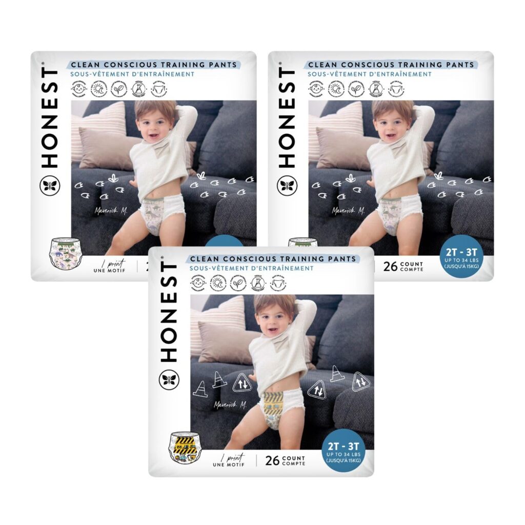 The Honest Company Clean Conscious Training Pants | Plant-Based, Sustainable Diapers | Rompin  Stompin + Diggin It | Size 2T/3T (34- lbs), 78 Count