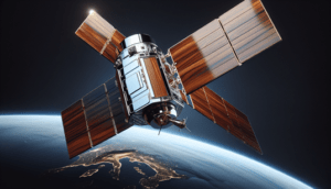mockup wooden satellite