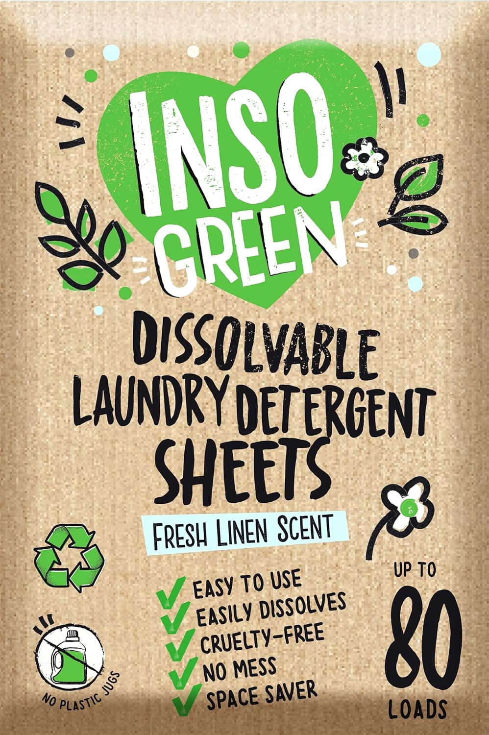 Eco Laundry Detergent Sheets - 80 Loads Laundry Sheets Detergent - 40 No Plastic Jug Washer Sheets - No Mess Space-Saving Travel Laundry Detergent
