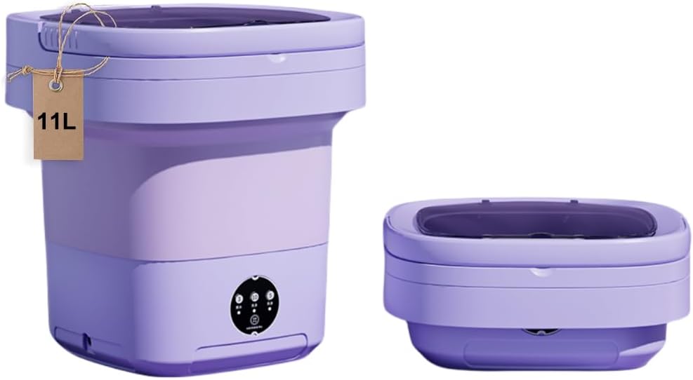 Portable washing machine,Mini Washer,11L upgraded large capacity foldable Washer.Deep cleaning of underwear, baby clothes and other small clothes.Suitable for apartments, dormitories, hotels.(Purple)
